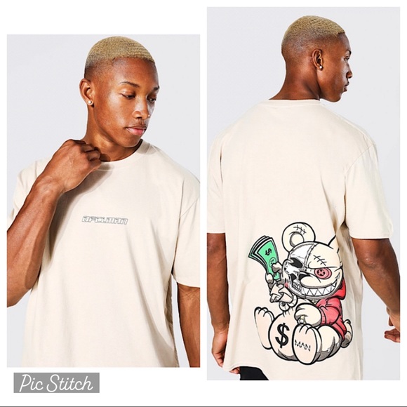 Boohoo Man Evil Teddy T-Shirt - Picture 1 of 3